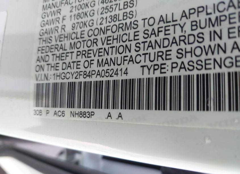 Photo 9 of 2023 Honda Accord HYBRID TOURING (VIN 1HGCY2F84PA052414)
