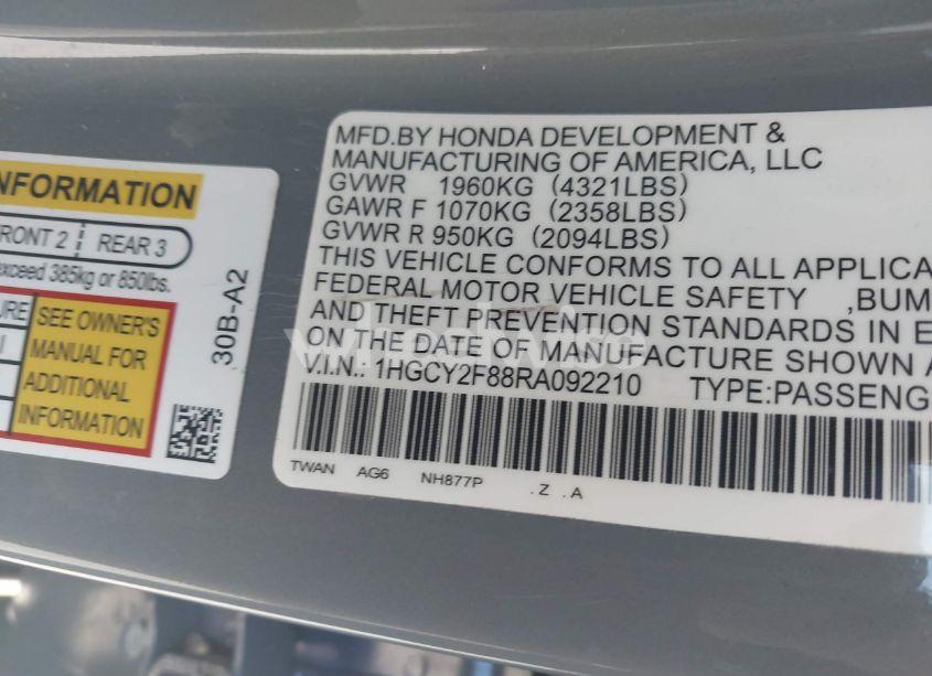 Photo 9 of 2024 Honda Accord HYBRID TOURING (VIN 1HGCY2F88RA092210)