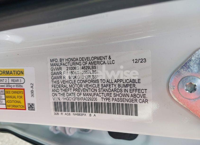 Photo 9 of 2024 Honda Accord HYBRID TOURING (VIN 1HGCY2F8XRA029206)