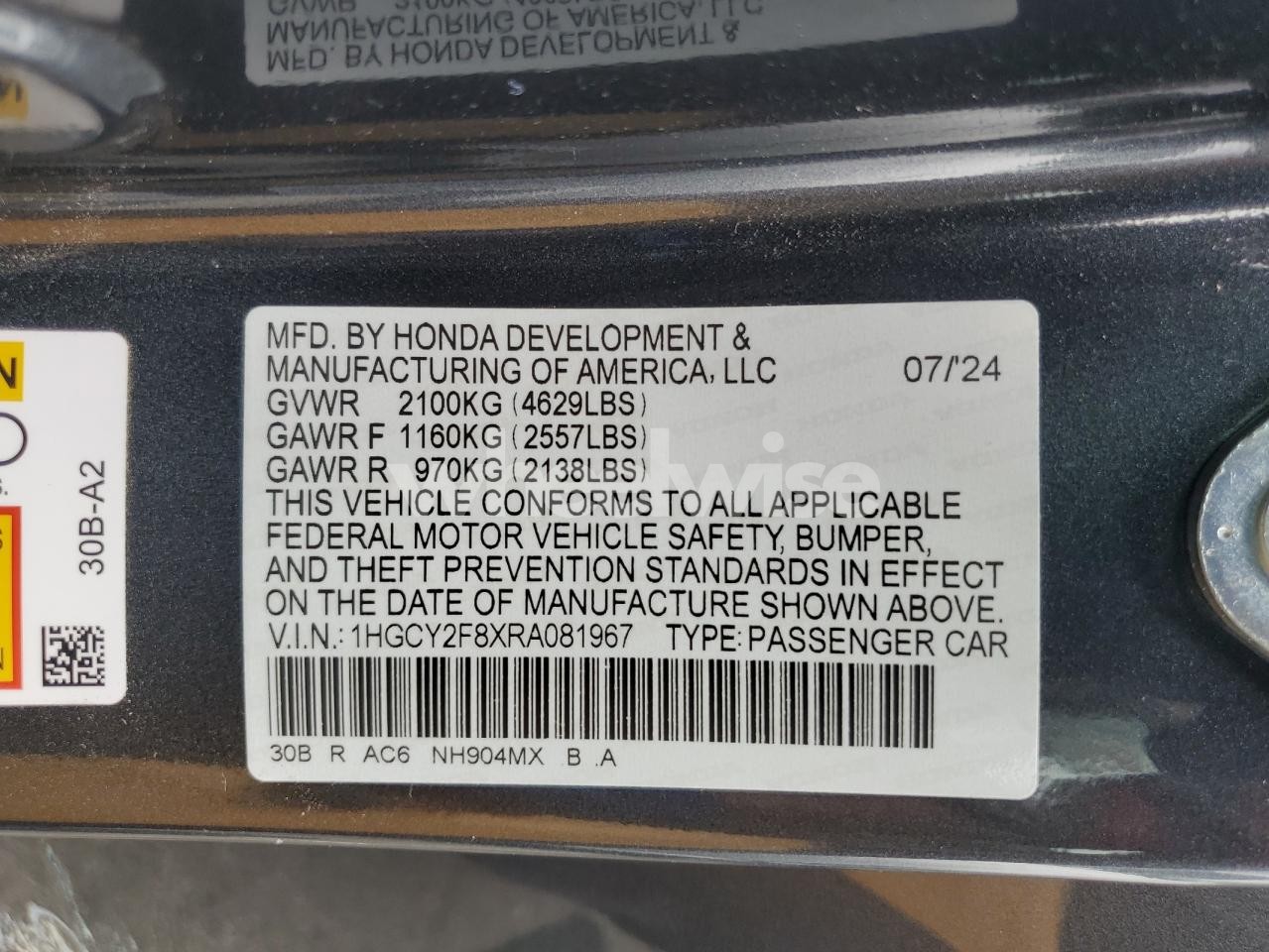 Photo 12 of 2024 HONDA ACCORD TOURING HYBRID (VIN 1HGCY2F8XRA081967)