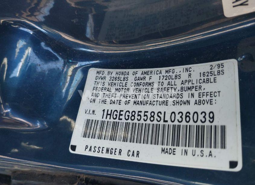 Photo 9 of 1995 Honda Civic LX (VIN 1HGEG8558SL036039)