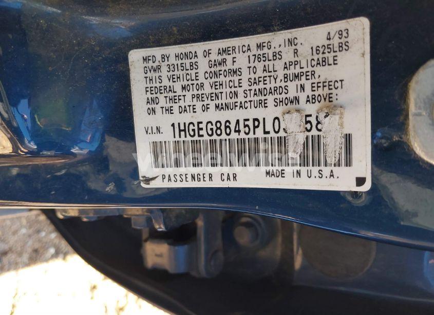 Photo 9 of 1993 Honda Civic DX (VIN 1HGEG8645PL034584)