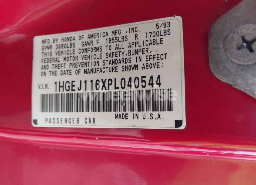 Photo 9 of 1993 Honda Civic EX (VIN 1HGEJ116XPL040544)