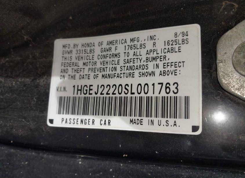 Photo 9 of 1995 Honda Civic DX (VIN 1HGEJ2220SL001763)