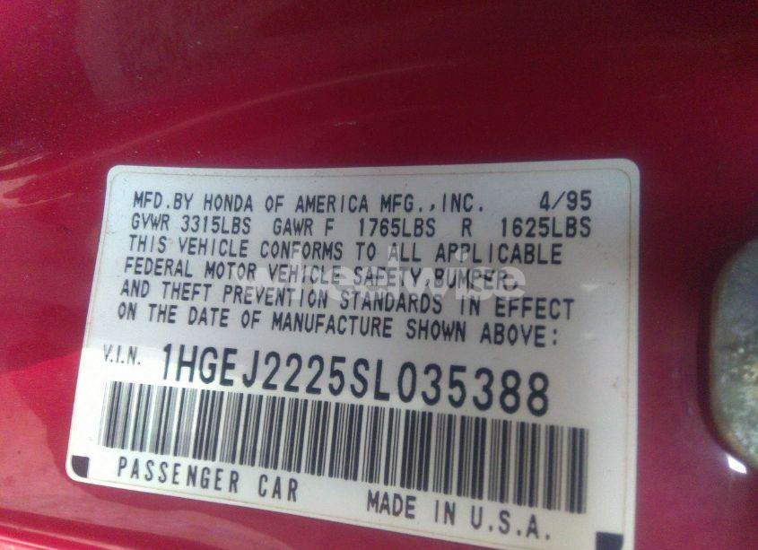 Photo 9 of 1995 Honda Civic DX (VIN 1HGEJ2225SL035388)