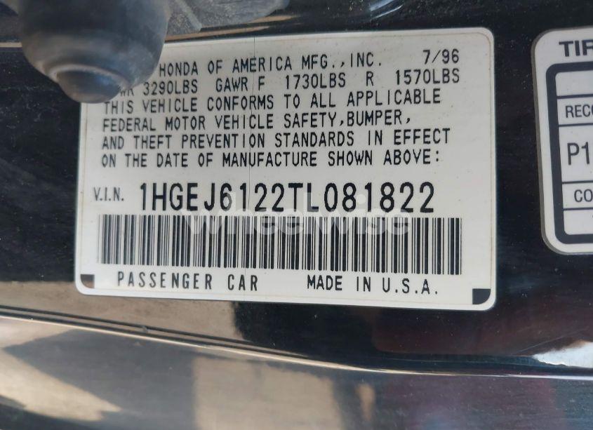 Photo 9 of 1996 Honda Civic DX (VIN 1HGEJ6122TL081822)