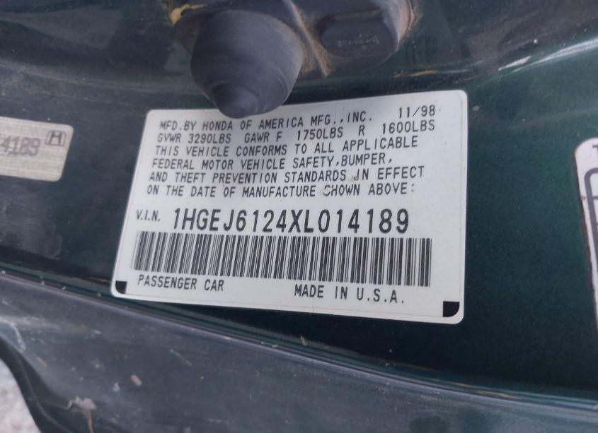 Photo 9 of 1999 Honda Civic DX (VIN 1HGEJ6124XL014189)