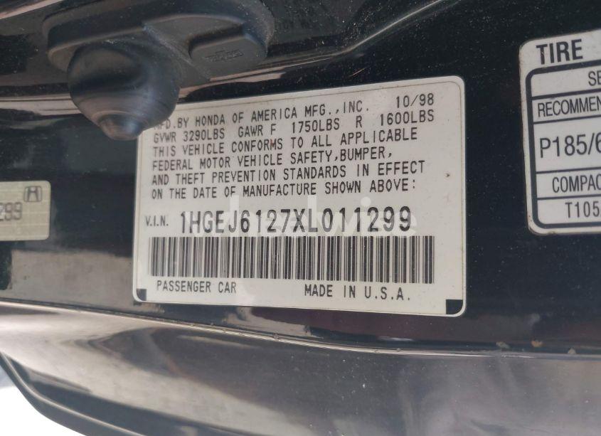Photo 9 of 1999 Honda Civic DX (VIN 1HGEJ6127XL011299)