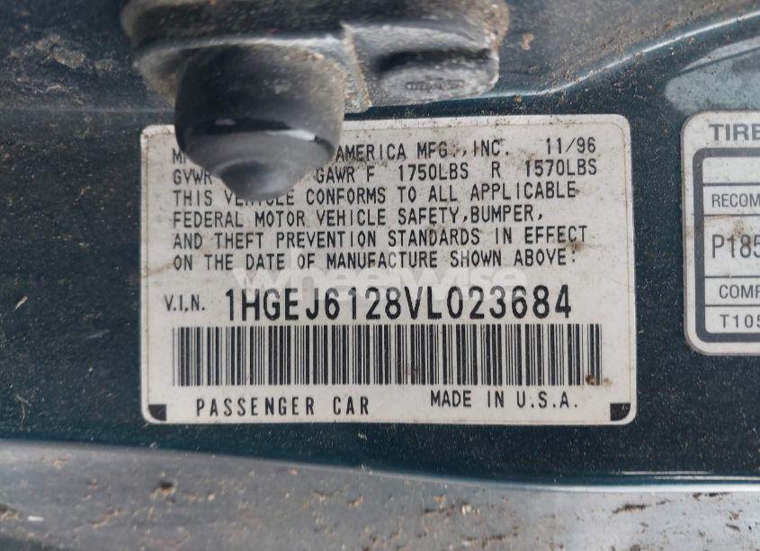 Photo 9 of 1997 Honda Civic DX (VIN 1HGEJ6128VL023684)