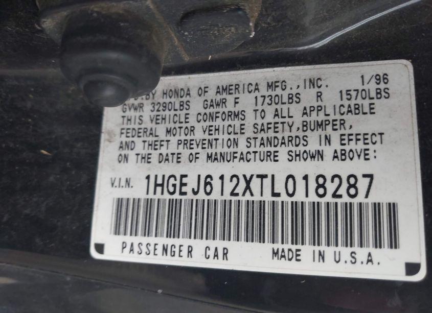 Photo 9 of 1996 Honda Civic DX (VIN 1HGEJ612XTL018287)