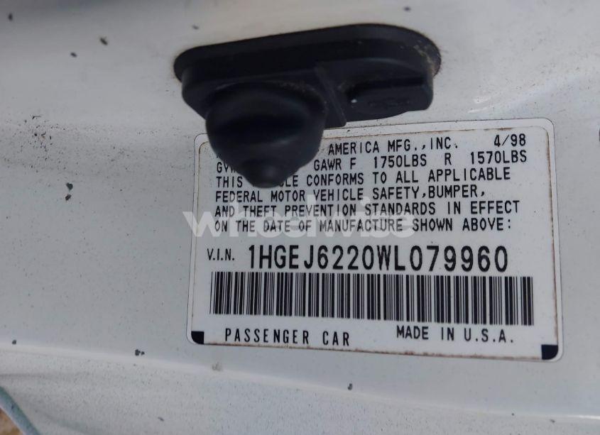 Photo 9 of 1998 Honda Civic DX (VIN 1HGEJ6220WL079960)