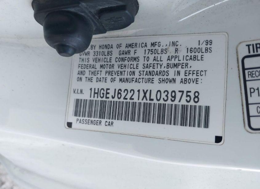 Photo 9 of 1999 Honda Civic DX (VIN 1HGEJ6221XL039758)