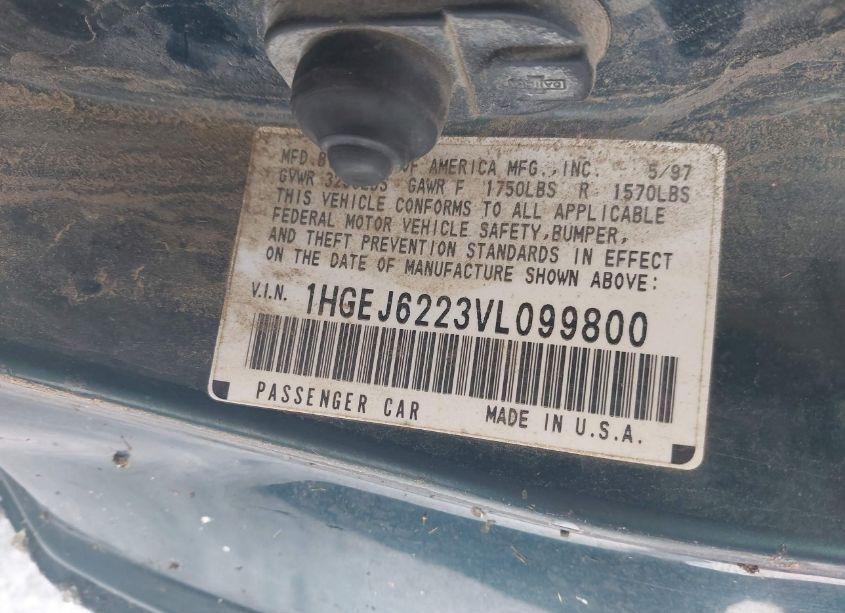 Photo 9 of 1997 Honda Civic DX (VIN 1HGEJ6223VL099800)