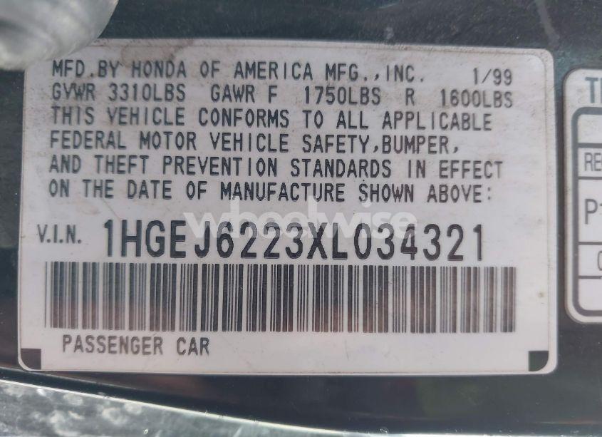 Photo 9 of 1999 Honda Civic DX (VIN 1HGEJ6223XL034321)