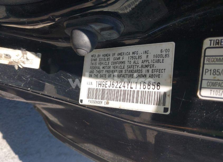 Photo 9 of 2000 Honda Civic DX (VIN 1HGEJ6224YL116656)