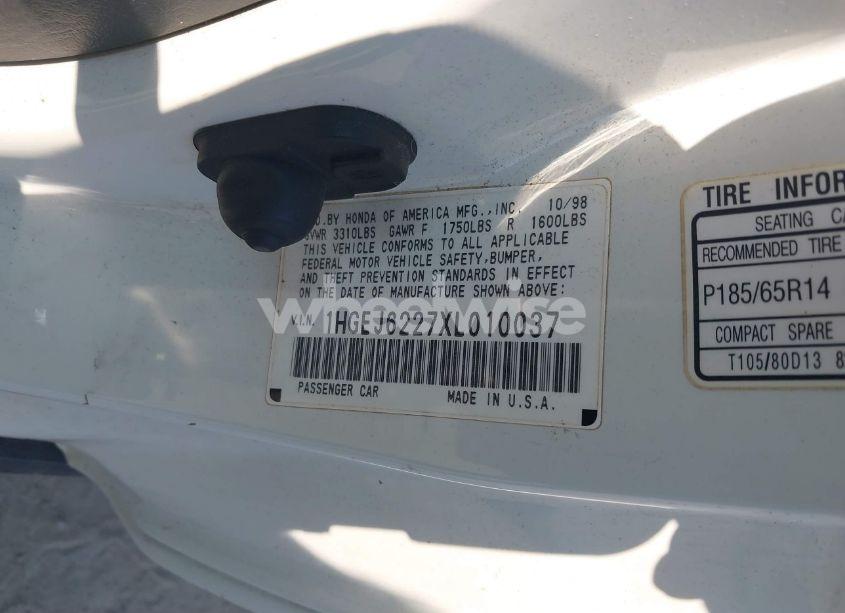 Photo 9 of 1999 Honda Civic DX (VIN 1HGEJ6227XL010037)