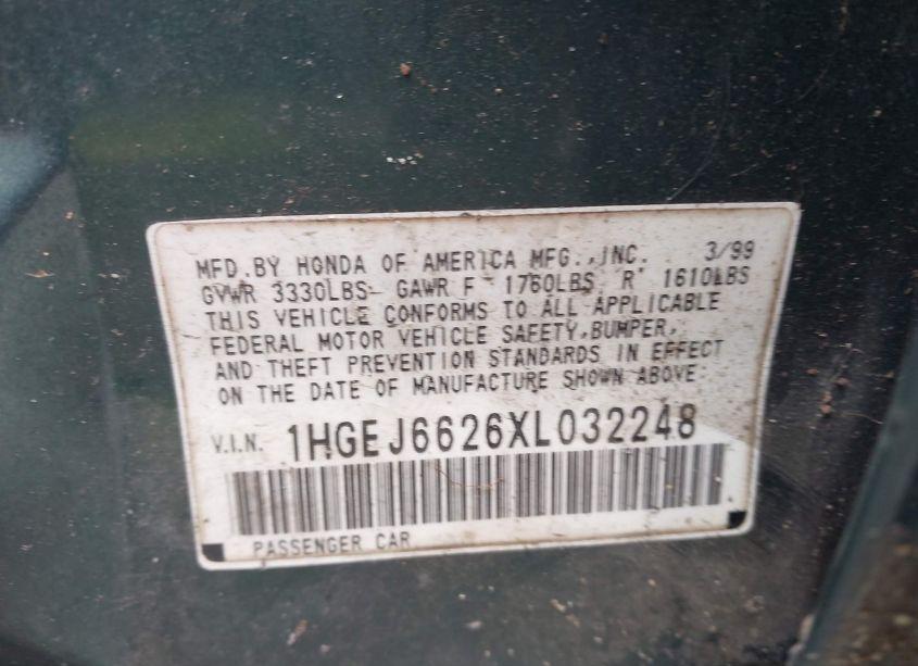 Photo 9 of 1999 Honda Civic DX (VIN 1HGEJ6626XL032248)