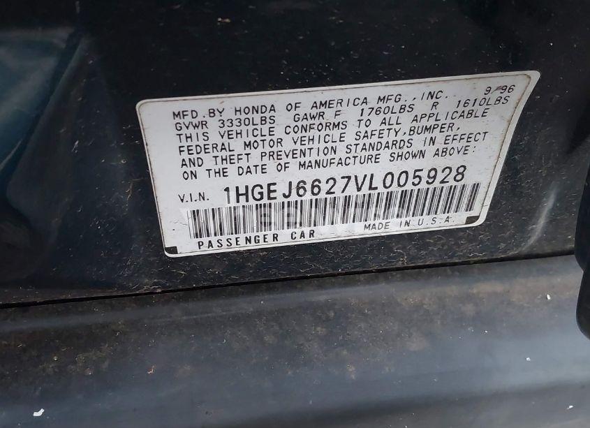 Photo 9 of 1997 Honda Civic DX (VIN 1HGEJ6627VL005928)