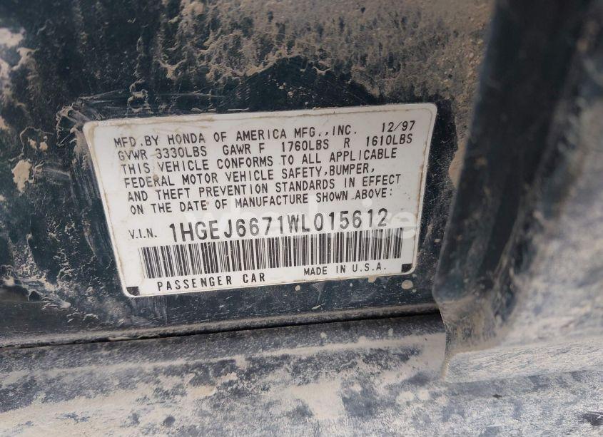 Photo 9 of 1998 Honda Civic LX (VIN 1HGEJ6671WL015612)