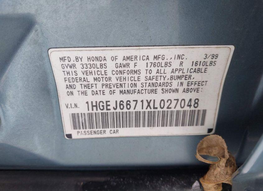 Photo 9 of 1999 Honda Civic LX (VIN 1HGEJ6671XL027048)