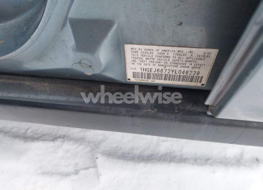 Photo 9 of 2000 Honda Civic LX (VIN 1HGEJ6672YL046239)
