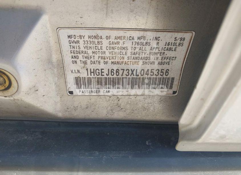 Photo 9 of 1999 Honda Civic LX (VIN 1HGEJ6673XL045356)