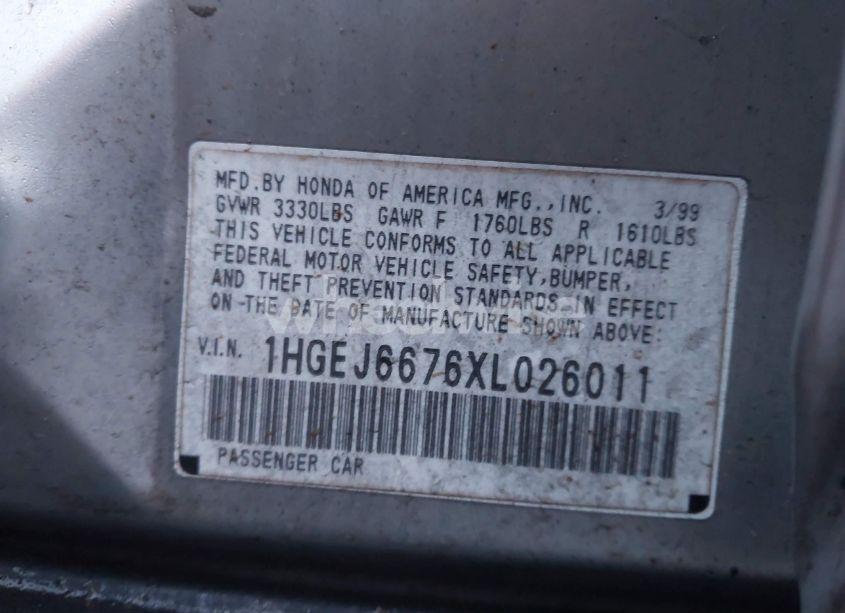 Photo 9 of 1999 Honda Civic LX (VIN 1HGEJ6676XL026011)