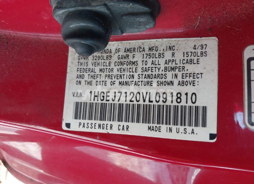 Photo 9 of 1997 Honda Civic HX (VIN 1HGEJ7120VL091810)