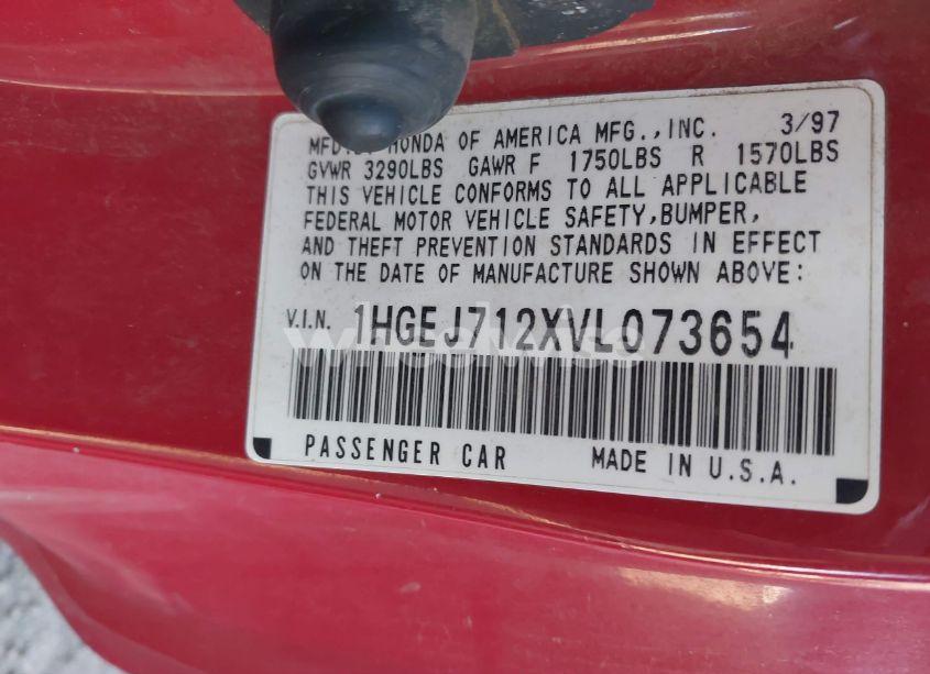 Photo 9 of 1997 Honda Civic HX (VIN 1HGEJ712XVL073654)
