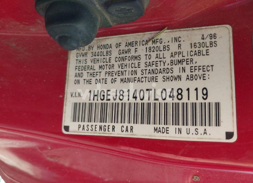 Photo 9 of 1996 Honda Civic EX (VIN 1HGEJ8140TL048119)