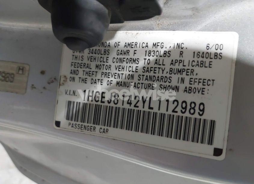 Photo 9 of 2000 Honda Civic EX (VIN 1HGEJ8142YL112989)