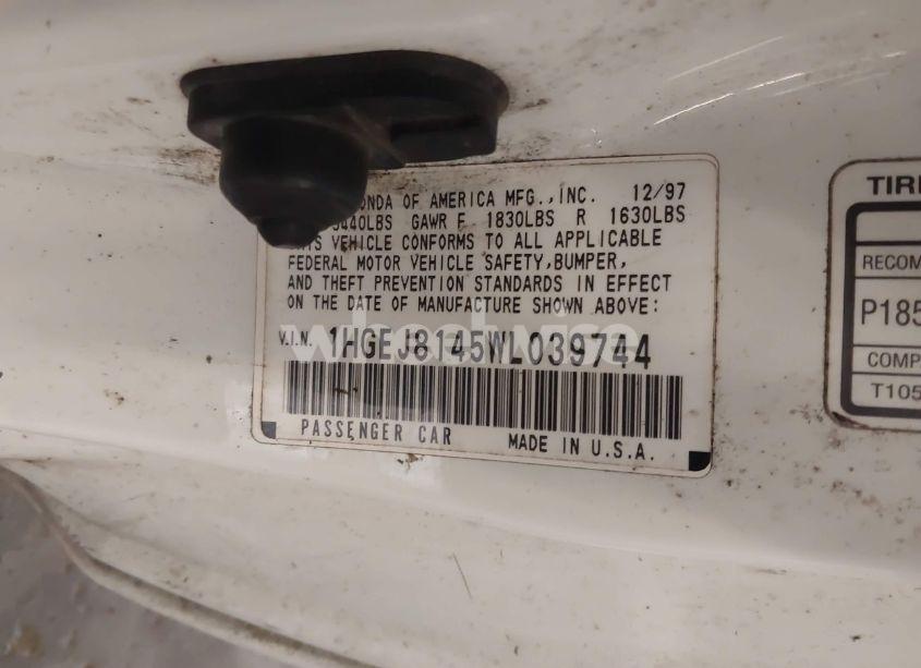 Photo 9 of 1998 Honda Civic EX (VIN 1HGEJ8145WL039744)