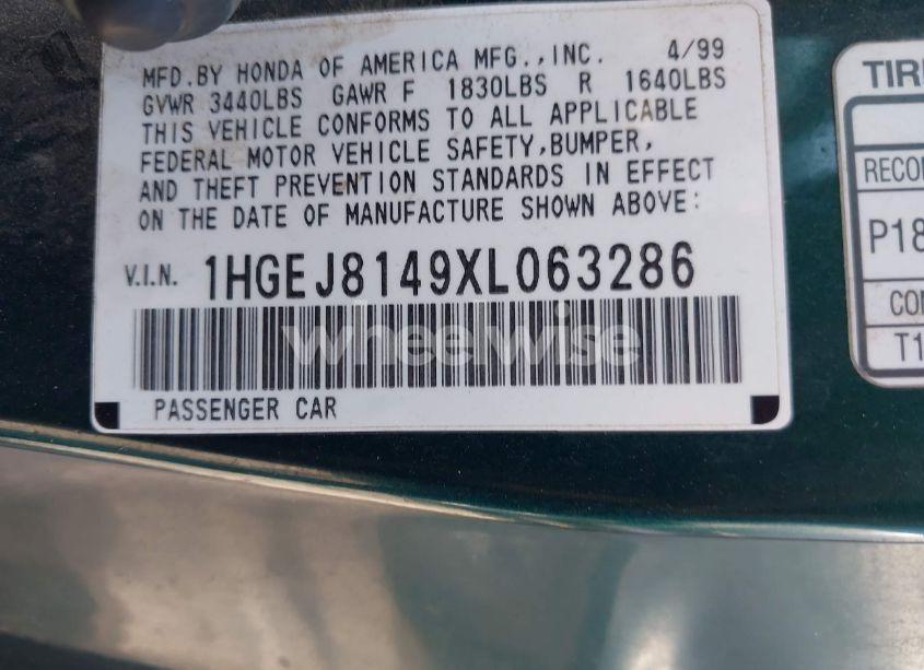 Photo 9 of 1999 Honda Civic EX (VIN 1HGEJ8149XL063286)