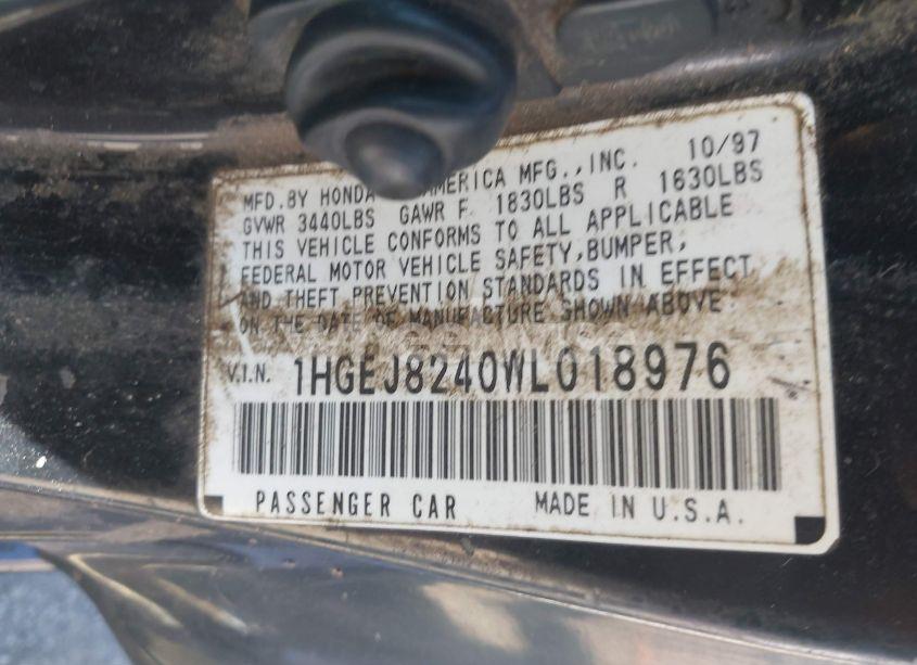 Photo 9 of 1998 Honda Civic EX (VIN 1HGEJ8240WL018976)