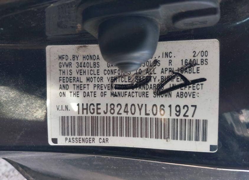 Photo 9 of 2000 Honda Civic EX (VIN 1HGEJ8240YL061927)