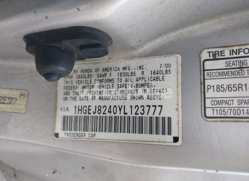 Photo 9 of 2000 Honda Civic EX (VIN 1HGEJ8240YL123777)