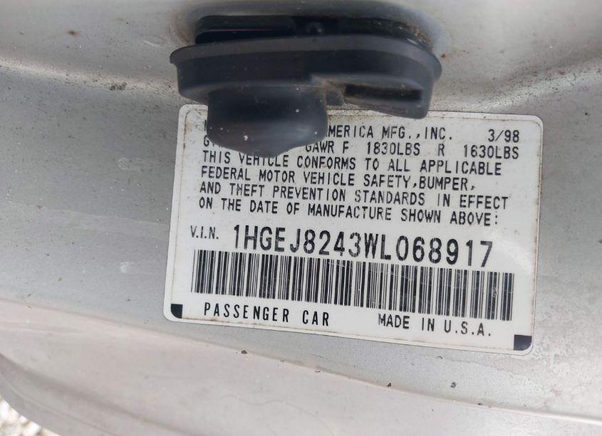 Photo 9 of 1998 Honda Civic EX (VIN 1HGEJ8243WL068917)