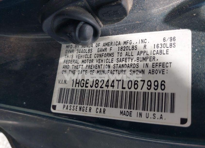 Photo 9 of 1996 Honda Civic EX (VIN 1HGEJ8244TL067996)