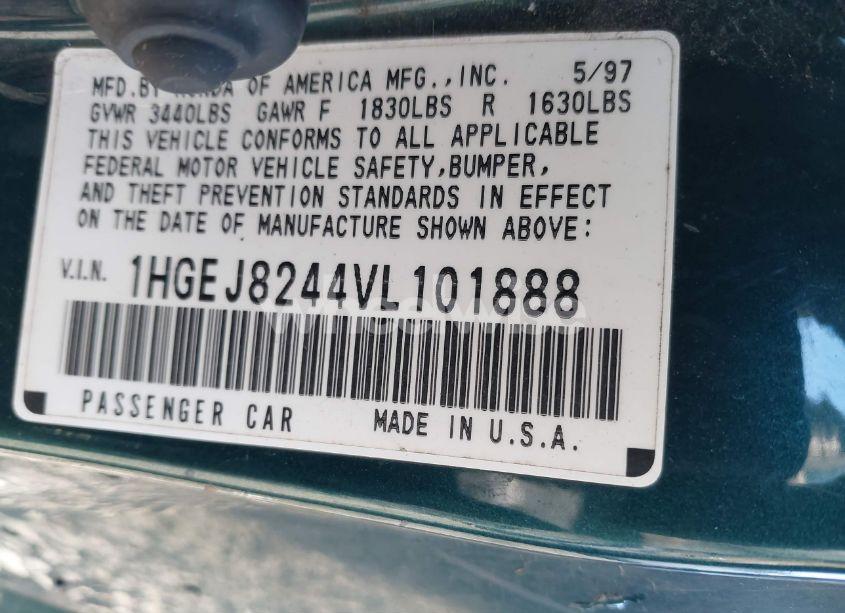 Photo 9 of 1997 Honda Civic EX (VIN 1HGEJ8244VL101888)