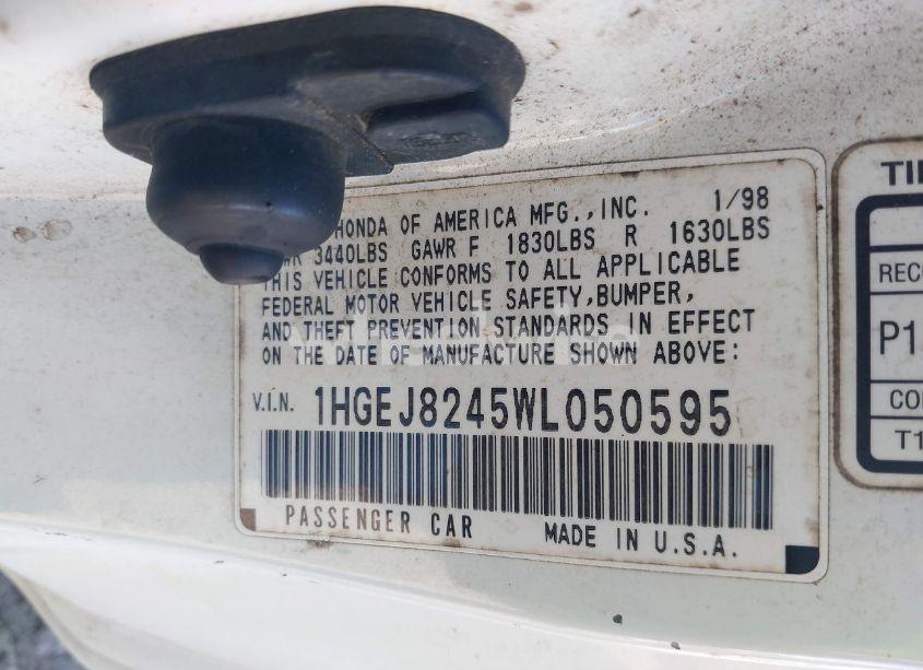 Photo 9 of 1998 Honda Civic EX (VIN 1HGEJ8245WL050595)