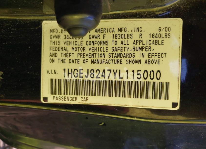 Photo 9 of 2000 Honda Civic EX (VIN 1HGEJ8247YL115000)