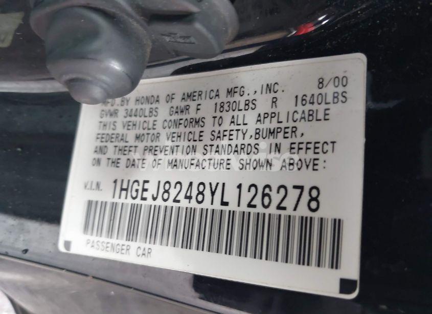 Photo 9 of 2000 Honda Civic EX (VIN 1HGEJ8248YL126278)