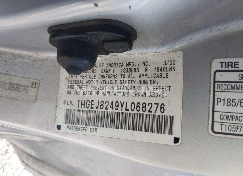 Photo 9 of 2000 Honda Civic EX (VIN 1HGEJ8249YLO68276)