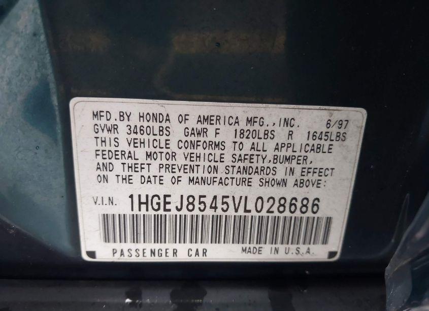Photo 9 of 1997 Honda Civic EX (VIN 1HGEJ8545VL028686)
