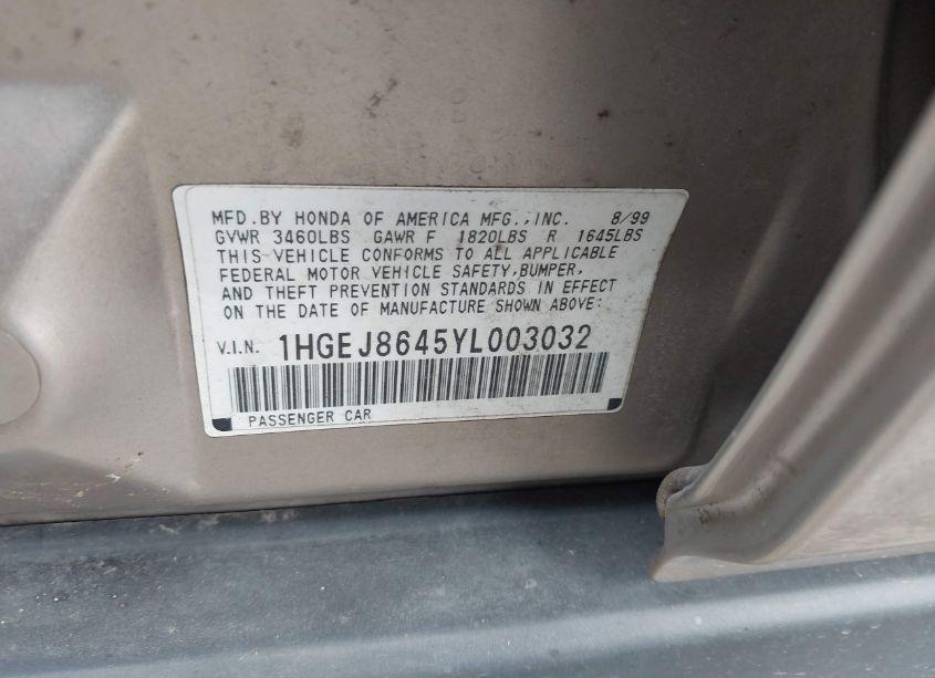 Photo 9 of 2000 Honda Civic EX (VIN 1HGEJ8645YL003032)