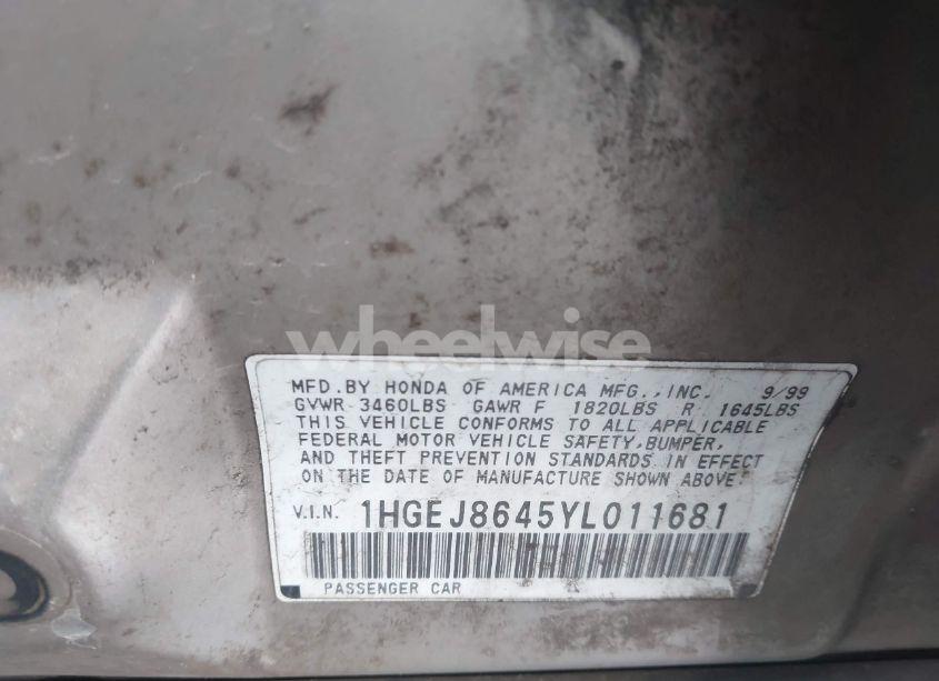 Photo 9 of 2000 Honda Civic EX (VIN 1HGEJ8645YL011681)