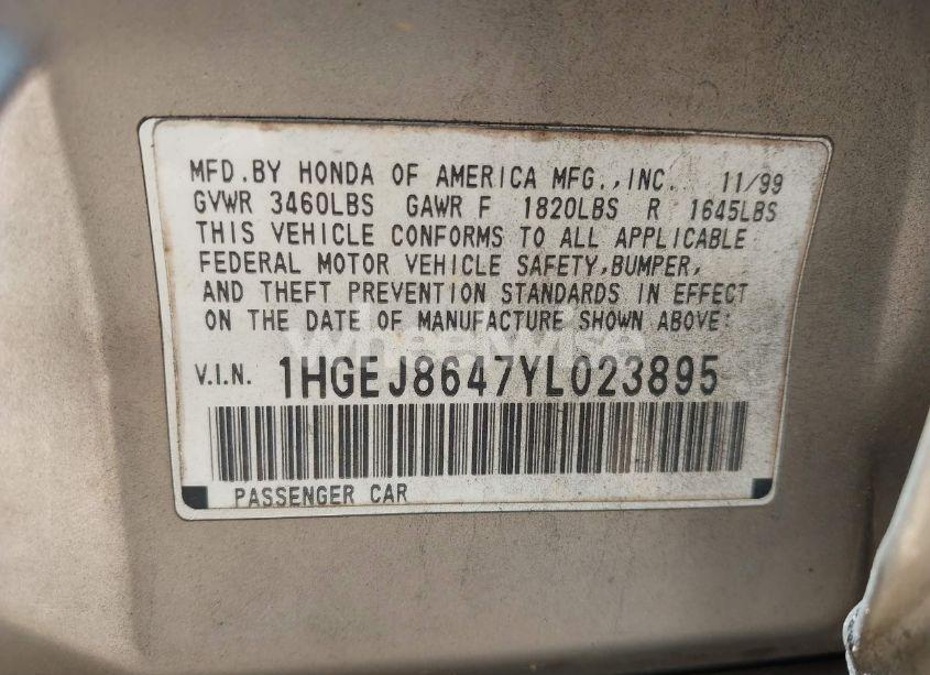 Photo 9 of 2000 Honda Civic EX (VIN 1HGEJ8647YL023895)