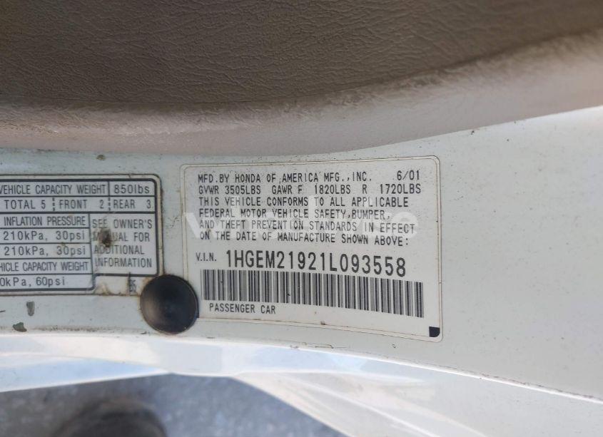 Photo 9 of 2001 Honda Civic EX (VIN 1HGEM21921L093558)