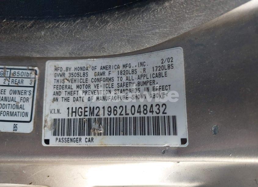 Photo 9 of 2002 Honda Civic EX (VIN 1HGEM21962L048432)