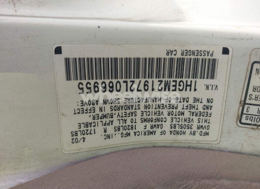 Photo 9 of 2002 Honda Civic EX (VIN 1HGEM21972L066955)